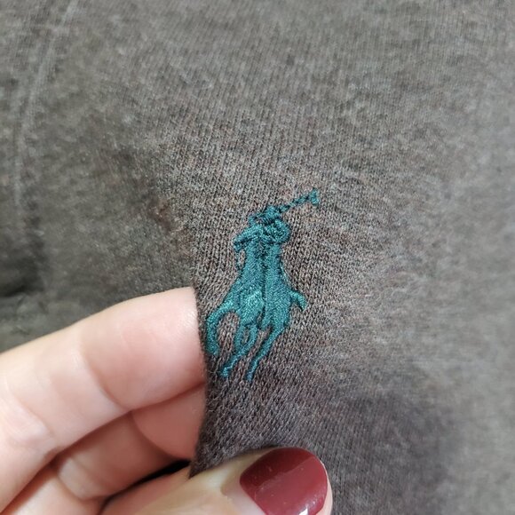 POLO RALPH LAUREN Shawl-Collar Pullover Sweatshirt Elbow Patch Brown Women's XL - Picture 3 of 13